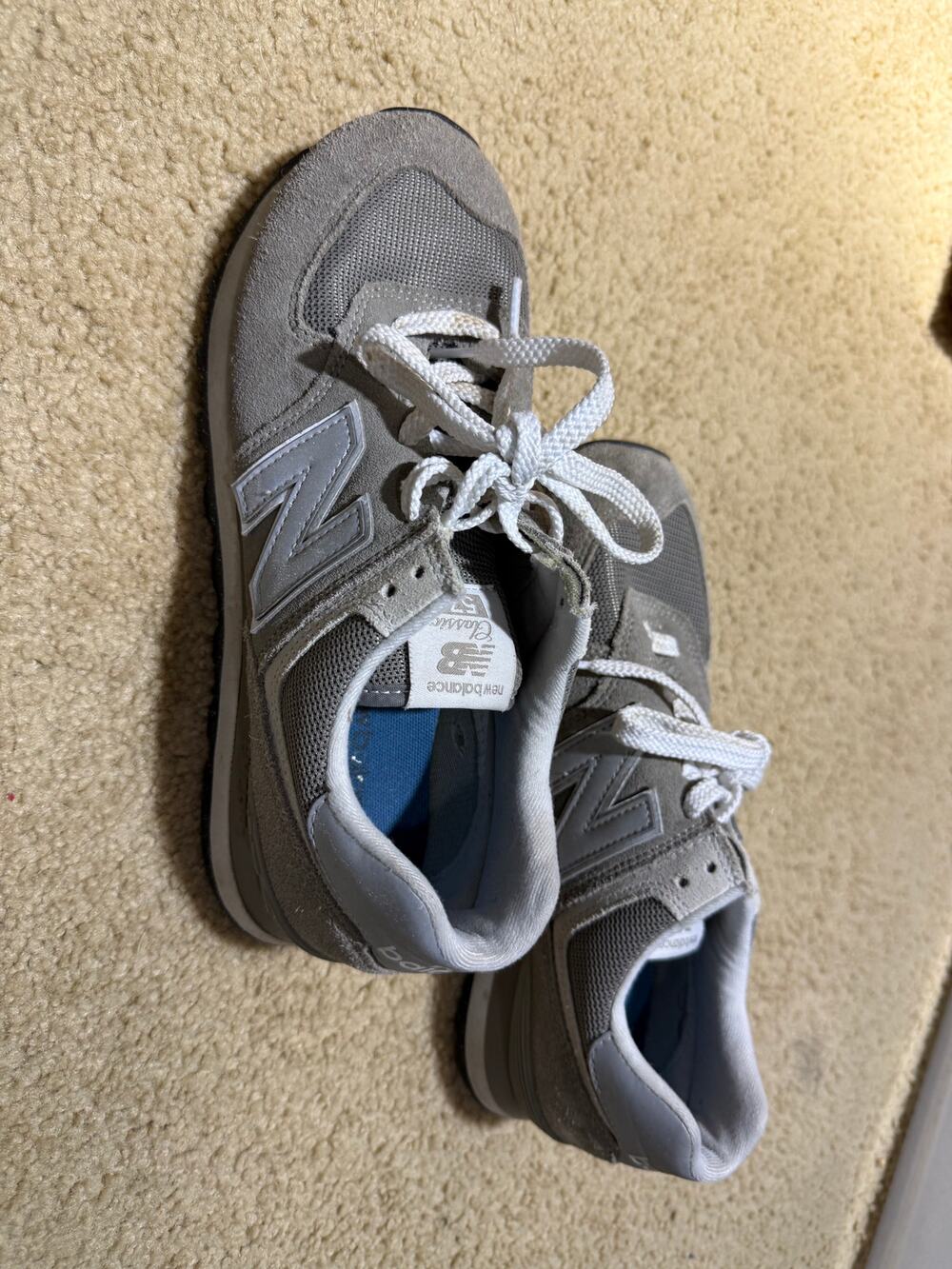 New Balance 574 Tan and Cream Trainers